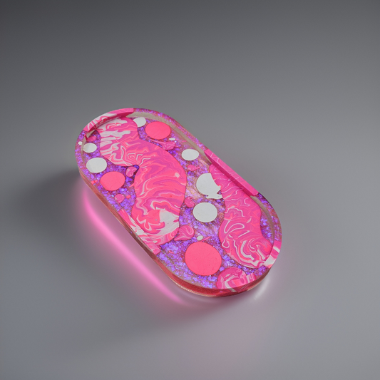Neon Pink Marble Oval Tray