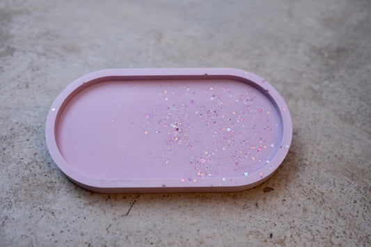 Purple Oval Dish with Glitter