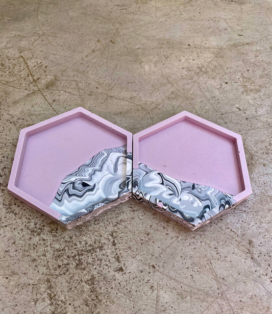 Purple and Marble Hexagon Trinket dish/coaster