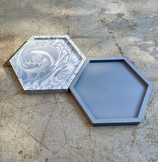 Marble Hexagon Coaster Set
