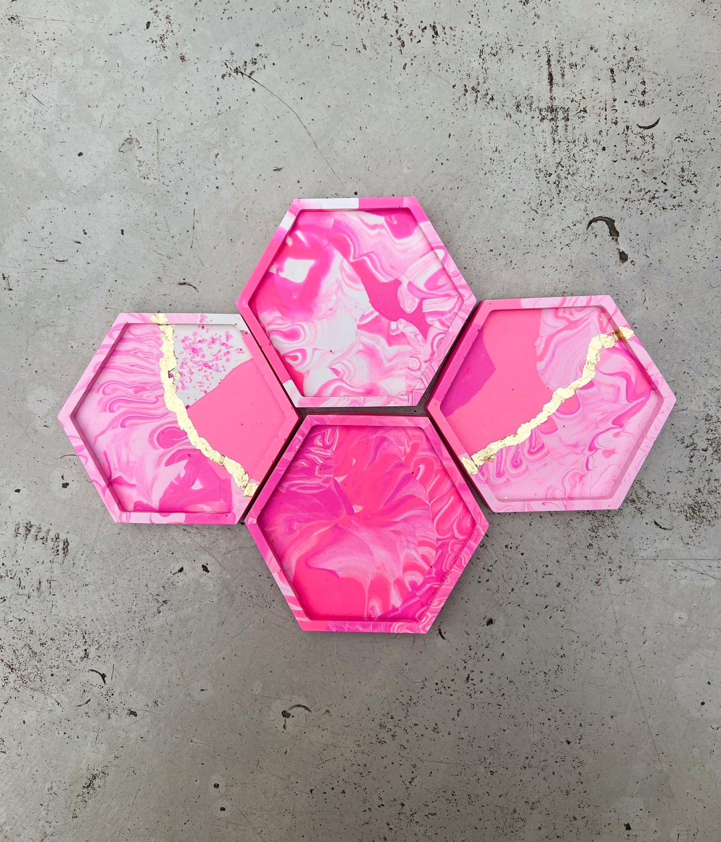 Neon Pink & Gold Hexagons