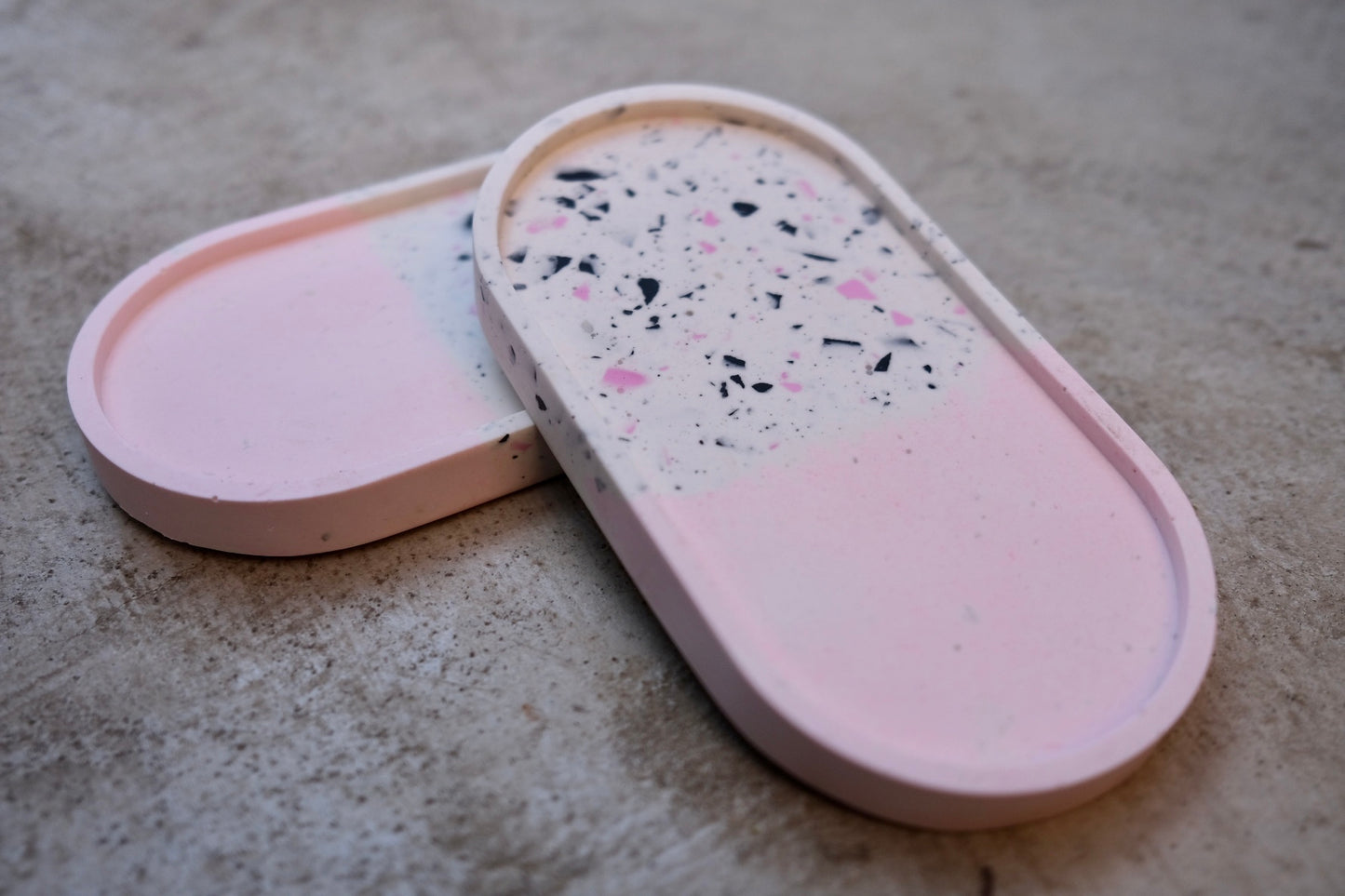 Pink and Black Terrazzo Oval Trinket Tray