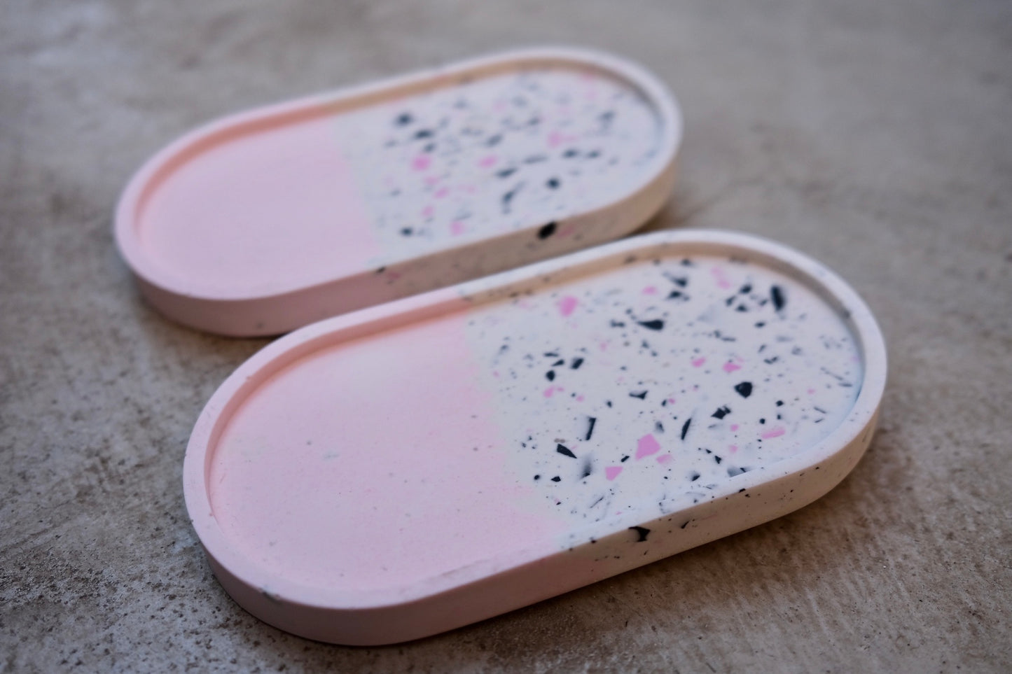 Pink and Black Terrazzo Oval Trinket Tray