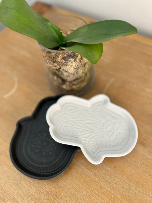 Hamsa Trinket Dish Set-Black and Grey